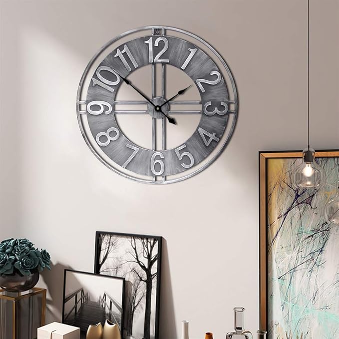 30 inch Large Wall Clock Decorative Solid Metal Retro Decor for Home Farmhouse Living Room-Ruum Studio Home