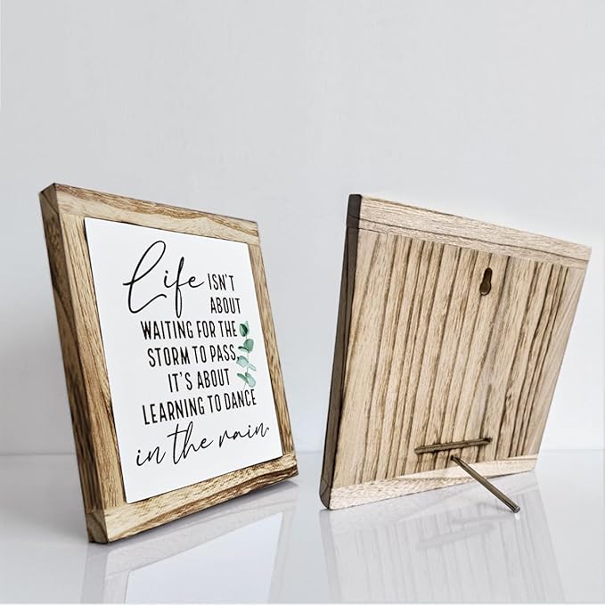 Inspirational Decor Sign, Wooden Plaques Sign Table Decor, Farmhouse Desk Signs, Rustic Home Decorate, Housewarming Decorate, Encouragement Gift, Life isn't About Waiting for the Storm to Pass Signs-Ruum Studio Home