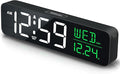 Peakeep Large Display Digital Alarm Clock for Bedrooms, Date Day of Week Calendar Desk Table Clocks for Living Room Office, Dimmable Plug in Electric Clock, 5 Volumes, Loud, Auto DST-Ruum Studio Home