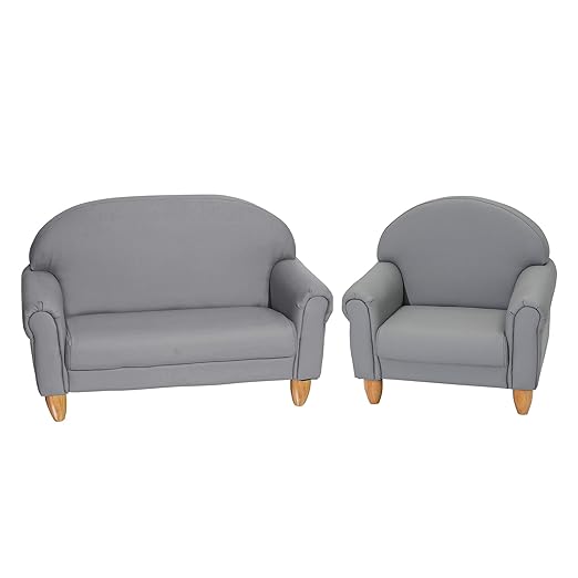 Children's Factory As We Grow Chair and Couch, Flexible Seating for Daycare or Preschool, Kids Reading Couch, Playroom Furniture, Gray-Ruum Studio Home