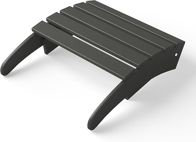 WestinTrends Outdoor Ottoman, Patio Adirondack Ottoman Foot Rest, All Weather Poly Lumber Folding Foot Stool for Adirondack Chair, Widely Used for Outside Porch Pool Lawn Backyard, Gray-Ruum Studio Home