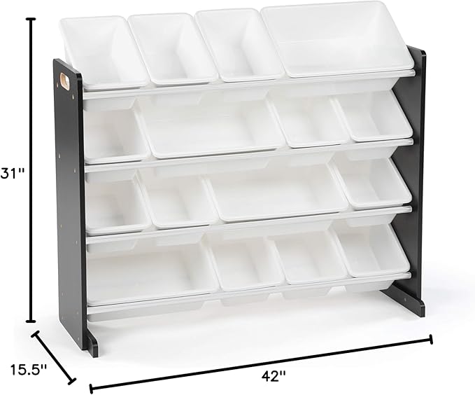 Humble Crew Supersized Toy Storage Organizer with 16 Removable Bins, Black/White – Large Toy Storage for Toddlers Ideal for Kids' Rooms, Playrooms, and Nurseries - Modern Toy Bins for Kids-Ruum Studio Home