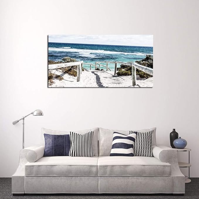 DZL Art S74275 Rottnest Island Beach Seascape Painting Sea Nature Pictures Wall Art Canvas Prints Painting Ready to Hang for Living Room Bedroom Decor Office Wall Decor Home Decoration-Ruum Studio Home