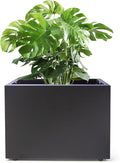 Metal Planter Box Rectangular Block-No Installation Required Galvanized Steel Long Box Planter Modern Outdoor Planters All-Weather Use with Drainage Holes for Patio/Porch,16 ×12×12IN-Ruum Studio Home