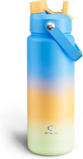 Insulated Water Bottle with Straw Stainless Steel Water Bottle, Leak-Proof, BPA-Free, Double Wall Vacuum Keeps Cold for 24 Hours for Sports, Travel, School (32 oz, Sunny Breeze)-Ruum Studio Home