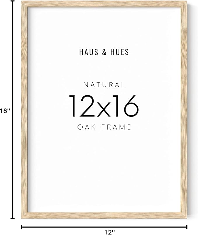 HAUS AND HUES Beige Oak Wood 12x16 Picture Frame - Modern Wood Wall Art Display - Lightweight 12x16 Frame for Art Prints, Photos, Posters - Ready-to-Hang Vertically & Horizontally-Ruum Studio Home