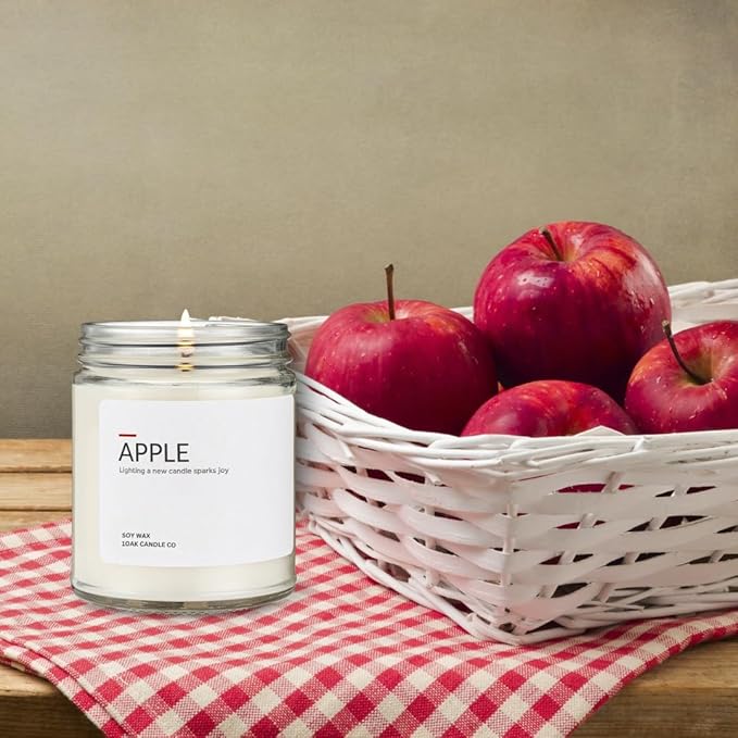1OAK Soy Wax Scented Candles (Apple) - Soy Candles for Home Scented - Long Burning Premium - Hand-Poured (7oz)-Ruum Studio Home