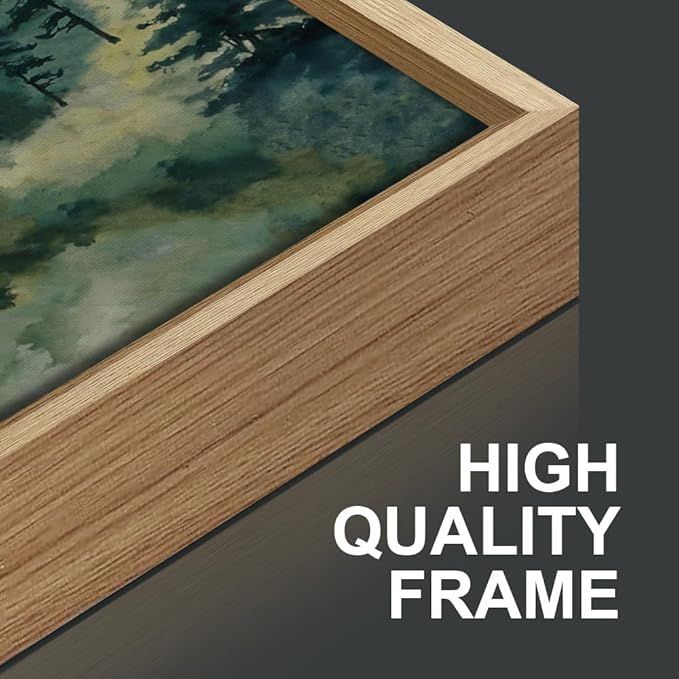 Tinonedraw Watercolor Forest Framed Canvas Wall Art Set, Modern Pine Tree Wall Painting, Nature Foggy Landscape Wall Decor, Misty Mountain Art Prints for Bedroom Living Room Farmhouse Office 16"x24"x3-Ruum Studio Home