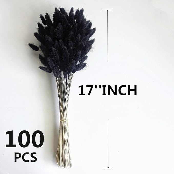 115 PCS Black Pampas Grass Bouquet, Boho Table Decor, Black Bunny Tails Dried Flowers, Dried Pampas Grass for Weddings, Home Decor, Rustic Parties, and Baby Shower Decorations-Ruum Studio Home
