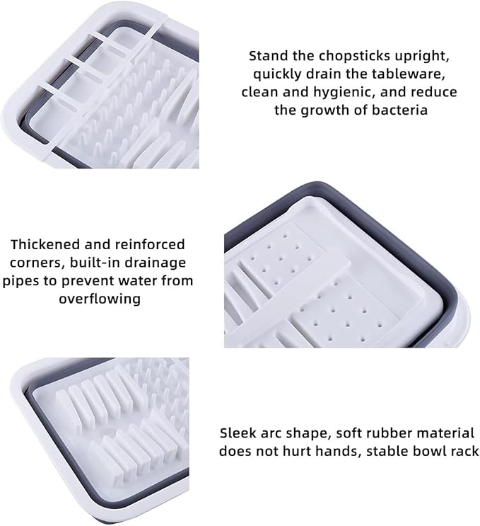 THANSTAR Collapsible Dish Drying Rack for RV Kitchen, Foldable Drainer Organizer for Kitchen Countertop, Space Saving Portable Dish Rack for Campers, Travel Trailer & Small Spaces, Easy Storage, Grey-Ruum Studio Home