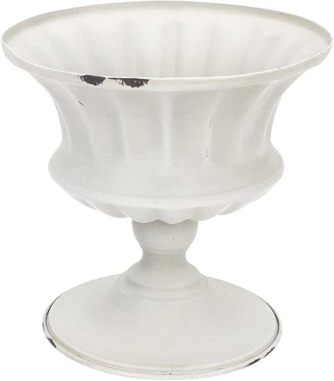 Urn Planter Antique Column Plant Pot Shabby Chic Metal Vase Pillar Plant Container Wedding Centerpieces Vases for Front Porch Decor White White Planter-Ruum Studio Home