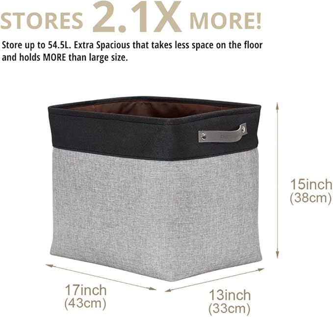 DECOMOMO Extra Large Storage Baskets 54.5L Fabric Storage Bins for Organizing Linen Closet, Toys, Nursery (Grey and Black, XXXL - 3 pack)-Ruum Studio Home