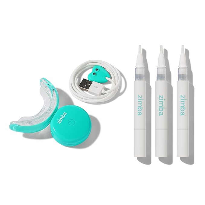 Zimba Supreme LED Teeth Whitening Kit with 3 Whitening Pens | LED Accelerator Light for Coffee, Wine, Soda, Tea, Tobacco, and Other Stains-Ruum Studio Home