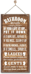 Rustic Western Bathroom Decor - Funny Wall Signs, Farmhouse Country Rules Wall Decor I1-Ruum Studio Home