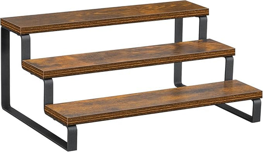Giikin 3-Tier Spice Rack, 13.8 Inch Wood Step Shelf Countertop Spice Storage Holder, Kitchen Pantry Cabinet Organizer Cupboard for Spice Bottles, Jars, Seasonings, Baking Supplies, Metal Frame-Ruum Studio Home