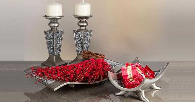 Creative Scents Schonwerk Silver Centerpiece Bowl - Coffee Table Decor - Centerpiece Table Decorations for Dining Room Living Room or Entry Table - Decorative Bowl - Best Wedding/Birthday Gift-Ruum Studio Home