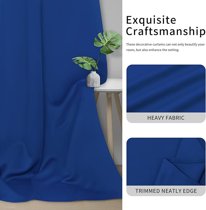 Easy-Going Blackout Curtains for Bedroom, Solid Thermal Insulated Grommet and Noise Reduction Window Drapes, Room Darkening Curtains for Living Room, 2 Panels(46x63 in, Classic Blue)-Ruum Studio Home