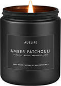 Amber & Patchouli Candle | Candles for Men - Scented Candles for Home, Gifts for Men - Soy Candle for Home Scented, Aromatherapy Manly Gift - 7oz Black Jar-Ruum Studio Home