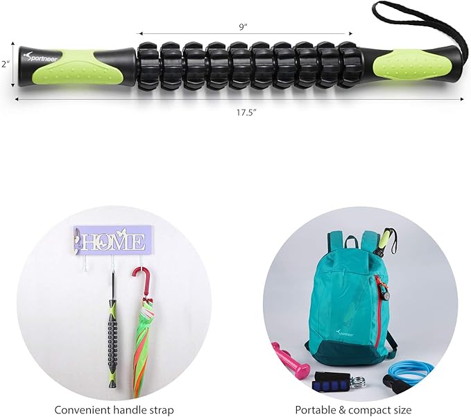 Sportneer Muscle Roller Stick – Deep Tissue Leg & Back Massager for Athletes, Relieves Soreness, Cramps & Tight Muscles – Upgraded Black-Ruum Studio Home