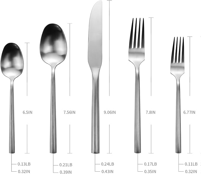 Silverware Set Flatware Set Matte Silver Cutlery Set with Hexagon Handle Forged Stainless Steel 20 Pieces for Home Hotel Use Service for 4-Ruum Studio Home