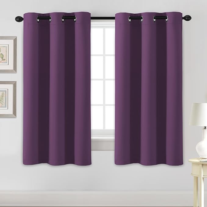 H.VERSAILTEX Blackout Curtains for Bedroom Thermal Insulated Room Darkening Living Room Curtains 63 Inch Long Grommet Privacy Protection Window Curtain Panels/Drapes for Nursery, 2 Panels,Plum Purple-Ruum Studio Home