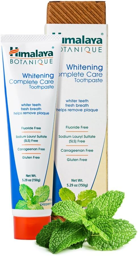 Himalaya Botanique Complete Care Whitening Toothpaste, Simply Peppermint, Fluoride Free for a Clean Mouth, Whiter Teeth and Fresh Breath, 5.29 oz, 4 Pack-Ruum Studio Home