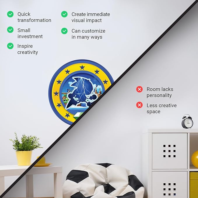 Speed Hero Wall Decal – Removable Vinyl Wall Art with Chaos Emerald Design – Gaming Room, Bedroom & Playroom Decor (Electric Hero)-Ruum Studio Home