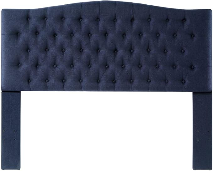 24KF Upholstered Tufted Button Linen Fabric Headboard,Comfortable Fashional Headboard Queen/Full Size,Navy Blue-Ruum Studio Home