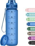 32oz Motivational Water Bottles with Time Marker & Fruit Strainer, Transparent Gradient Color Water Bottle with Times to Drink, Leakproof & BPA Free, Reusable Bottle with Strap (No Straw)-Ruum Studio Home