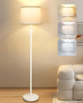 White Floor Lamp for Living Room 55-65" Adjustable Height Modern Standing Lamp with Pull Chain Tall Pole Light with White Shade for Bedroom Reading Office Corner Nursery 9W LED Bulb Included 3 Color-Ruum Studio Home