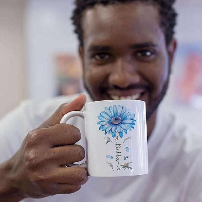 Adorable Gerbera Daisy Flower Mug, Customized Flower Themed Cup With Name, Novelty Daisy Flower Accent Mug 11oz 15oz, Custom Daisy Lover Coffee Cup, Personalized Flower Mug For Birthday-Ruum Studio Home