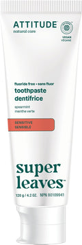 ATTITUDE Fluoride-Free Sensitive Toothpaste, Spearmint Flavor, Vegan & Cruelty-Free, Sugar-Free, Plant & Mineral-Based Ingredients, Clean Oral Care, 4.2 Oz-Ruum Studio Home