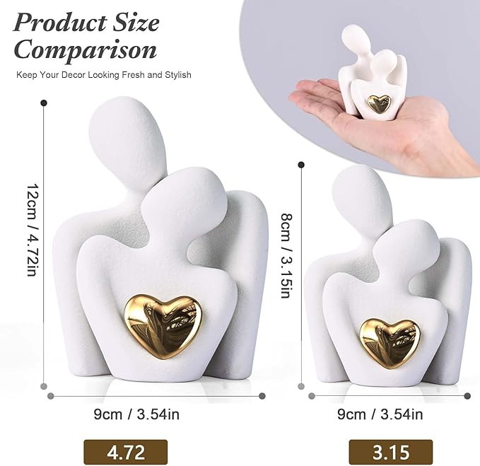 XMGZQ Mini Couple Statue Tv Stand Decor Items for Living Room Home Decor,Bedroom Decor for Couples Sculpture for Anniversary Wedding,Love Gifts for Couples 2025,Knick Knacks for Shelves-Ruum Studio Home
