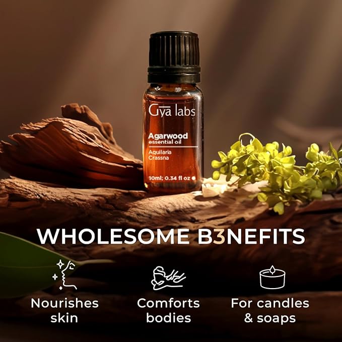 Gya Labs Agarwood Essential Oils for Diffusers - 0.34 Fl Oz - 100% Pure Natural Agarwood Oils for Skin, Massage Candle Making Scent-Ruum Studio Home
