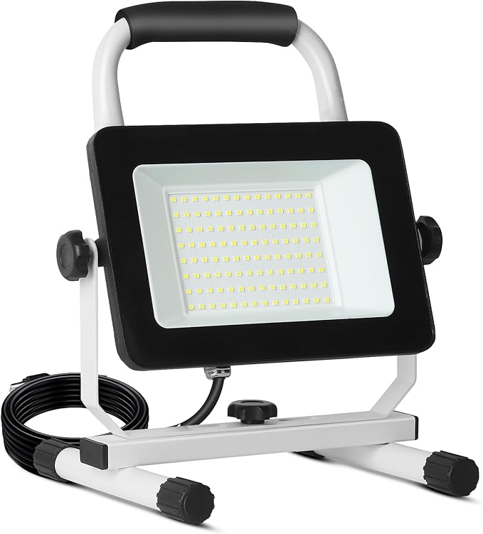 UFOND 6000 Lumen LED Work Light with Stand,60W Waterproof Flood Light, Brightness Switch Adjustable,Super Bright Portable Job Site Worklight with Power Cord for Garage Workshop Car,Outdoor Lighting-Ruum Studio Home