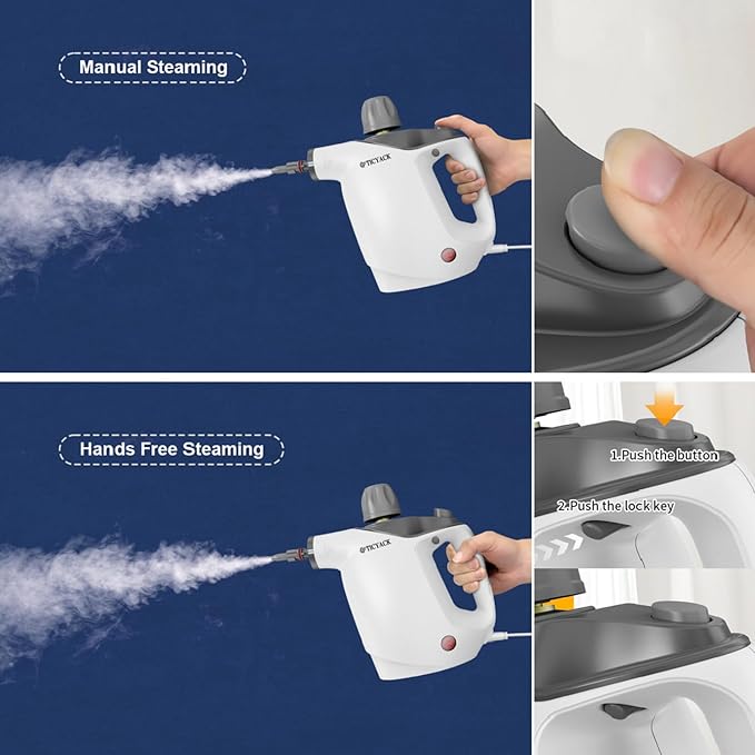 Handheld Steam Cleaner, Steam Cleaner with 16 PCS Accessory & Safety Lock, 500ML Large Capacity Natural Surface Steam for Cleaning, Multipurpose Steamer for Home, Car, Bathroom, Grease (White)-Ruum Studio Home