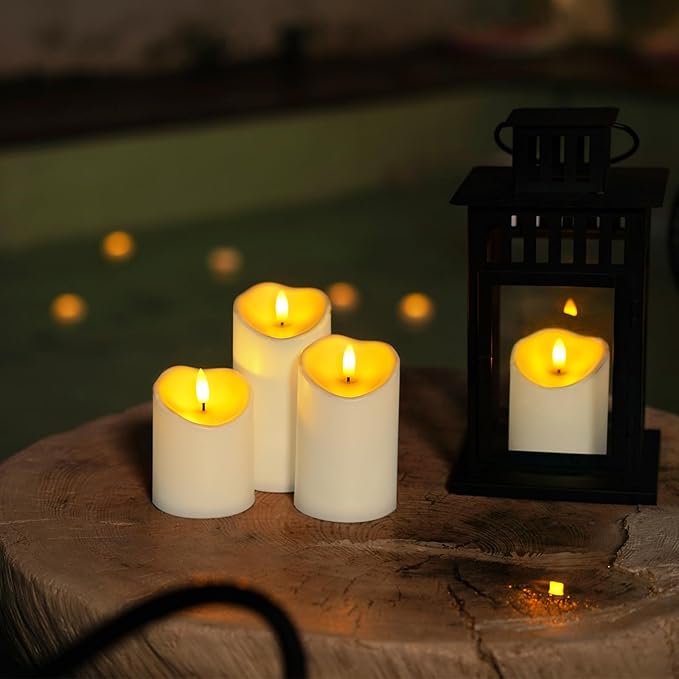 Homemory Rechargeable Flameless Candles, LED Candles, Battery Operated Candles with Remote and Timers, Outdoor Waterproof, Long Lasting, Set of 3-Ruum Studio Home