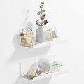 Acrylic Wall Floating Shelves Set of 2, Wall Shelves White 12 Inch Adhesive Wall Organizer Adhesive Shelf for Bathroom, Kitchen, Bedroom, Office, Gaming Room, No Damage, No Drill-Ruum Studio Home