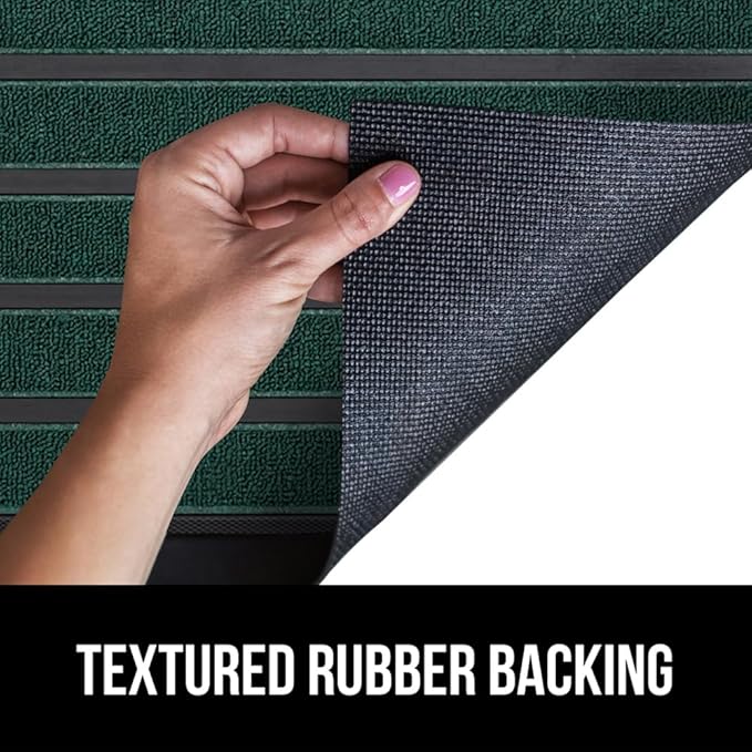 GORILLA GRIP 100% Waterproof All-Season WeatherMax Doormat US Designed Natural Rubber, Stain and Fade Resistant, Low Profile Indoor Outdoor Door Mats, Easy Clean Patio Mat, 23x35, Green Stripe-Ruum Studio Home