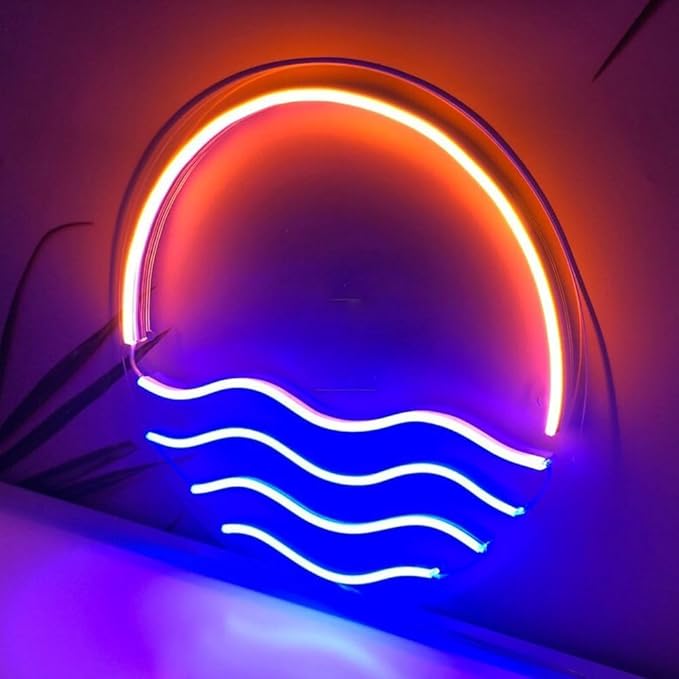 LED Decorative Lights USB Mountains Sunrise Sunset Led Neon Signs Home Decoration Wall Art Holiday Gift Brightness Adjustable 15''x15''-Ruum Studio Home