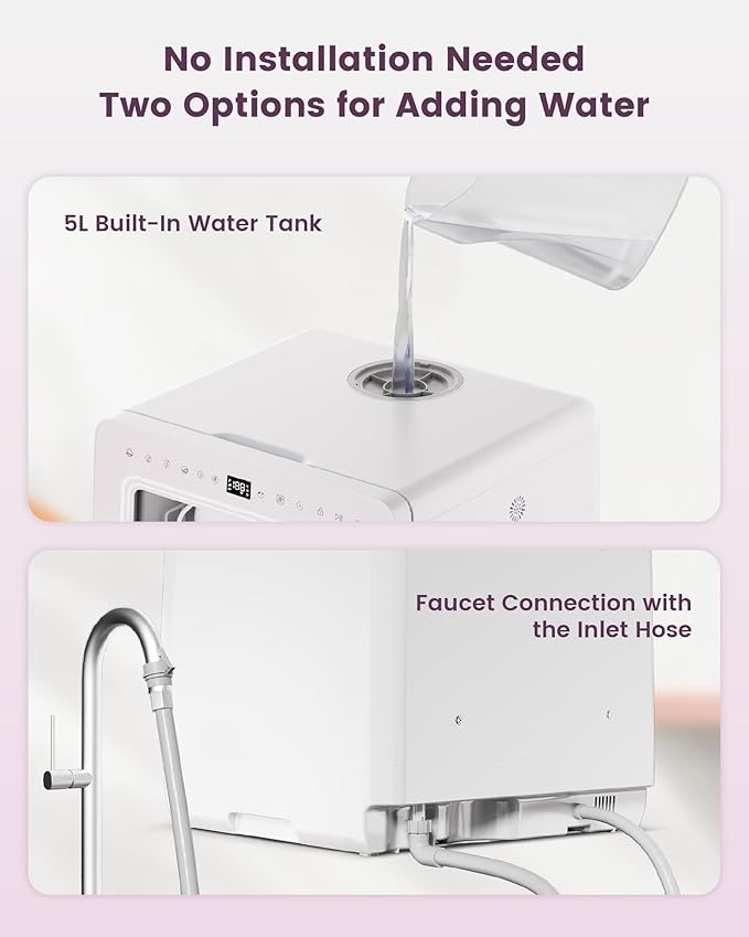 HAVA Countertop Dishwasher with Water Softener and Enhanced Energy Efficiency, Portable Dishwasher with 8 Wash Programs, Child Lock & Delayed Start Function, No Installation Needed - Misty Lilac-Ruum Studio Home