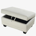 Ottoman Rectangular Storage Ottoman Bench, Faux Leather Footrest, Coffee Table, Stool Footstool with Hinged Lid for Living Room, Bedroom, Entryway, White, 33"x21"x17.5"-Ruum Studio Home