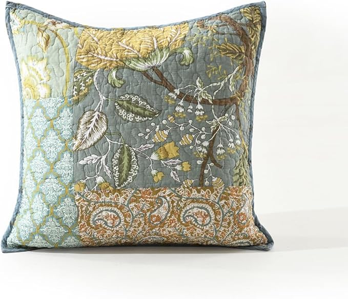 NEWLAKE Bohemian Floral Style Cotton Throw Pillow Covers with Real Stitched Embroidery (2 Pieces, 18X18 Inch)-Ruum Studio Home