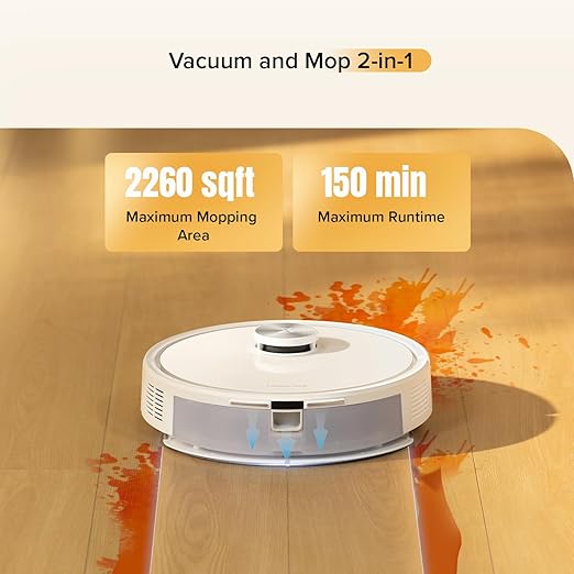 roborock Q7 M5 Robot Vacuum and Mop Combo, 10,000Pa HyperForce Suction, Robotic Vacuum Cleaner, Dual Anti-Tangle System, APP-Controlled Mopping, LiDAR Navigation, for Pet Hair and Carpet, White-Ruum Studio Home