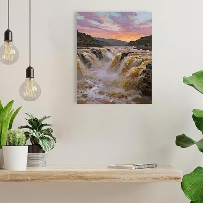 The surging waterfall scenery in the canyon is suitable for posting in the living room bedroom and office landscape posters-Ruum Studio Home