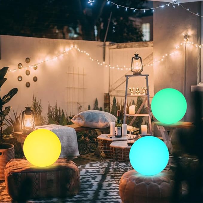 12 Inch Solar Glowing Ball Light Outdoor, Solar Garden Globe Light w/Remote, RGB Color Changing Waterproof Large LED Orb Lights, Landscape Lighting Mood Lamp w/Ground Stake for Patio Yard Lawn Path-Ruum Studio Home