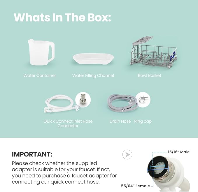 COMFEE' Portable Mini Dishwasher Countertop with 5L Built-in Water Tank for Apartments& RVs, No Hookup Needed, 6 Programs, 360° Dual Spray, 162℉ High-Temp& Air-Dry Function-Ruum Studio Home