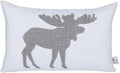 Lumbar Pillow Covers 12x20 Inches Moose Decorative Cotton Linen Throw Lumbar Waist Embroidered Cushions Covers for Couch Sofa Bedroom (White)-Ruum Studio Home