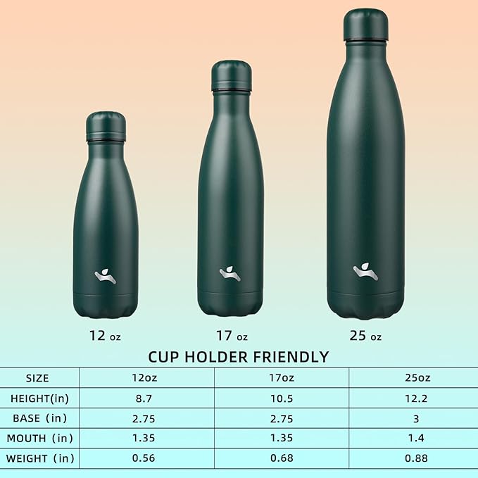 Insulated Water Bottles,25 oz Double Wall Stainless Steel Vacumm Metal Flask for Sports Travel,Army Green-Ruum Studio Home