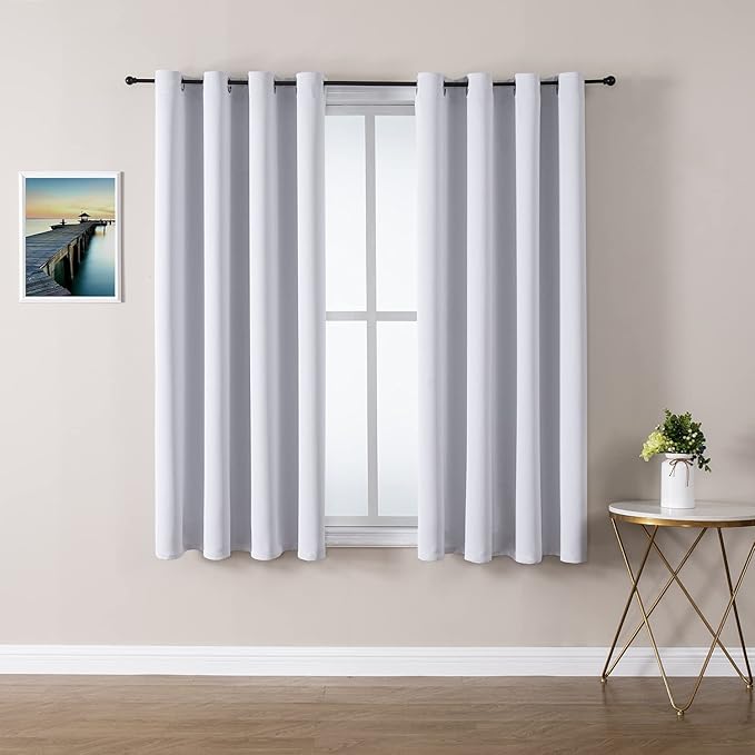 ChrisDowa Grommet Room Darkening Curtains for Bedroom and Living Room - 2 Panels Set Thermal Insulated Blackout Curtains (Greyish White, 52W x 54L)-Ruum Studio Home